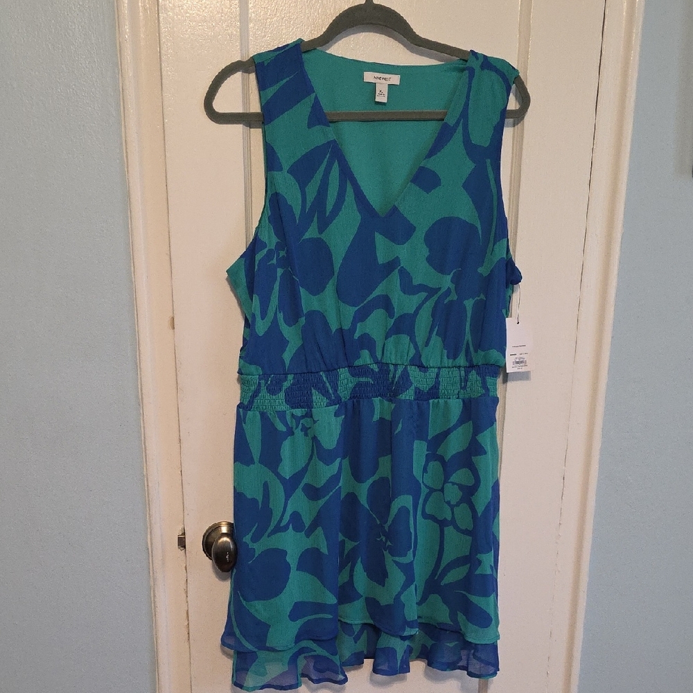 Nine West. NWT  Green and Blue Sleeveless Sundress
